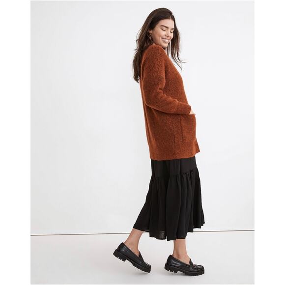 Madewell Cowen Cardigan Sweater Oversized Knit in Burnt Orange Extra Small - Picture 4 of 13